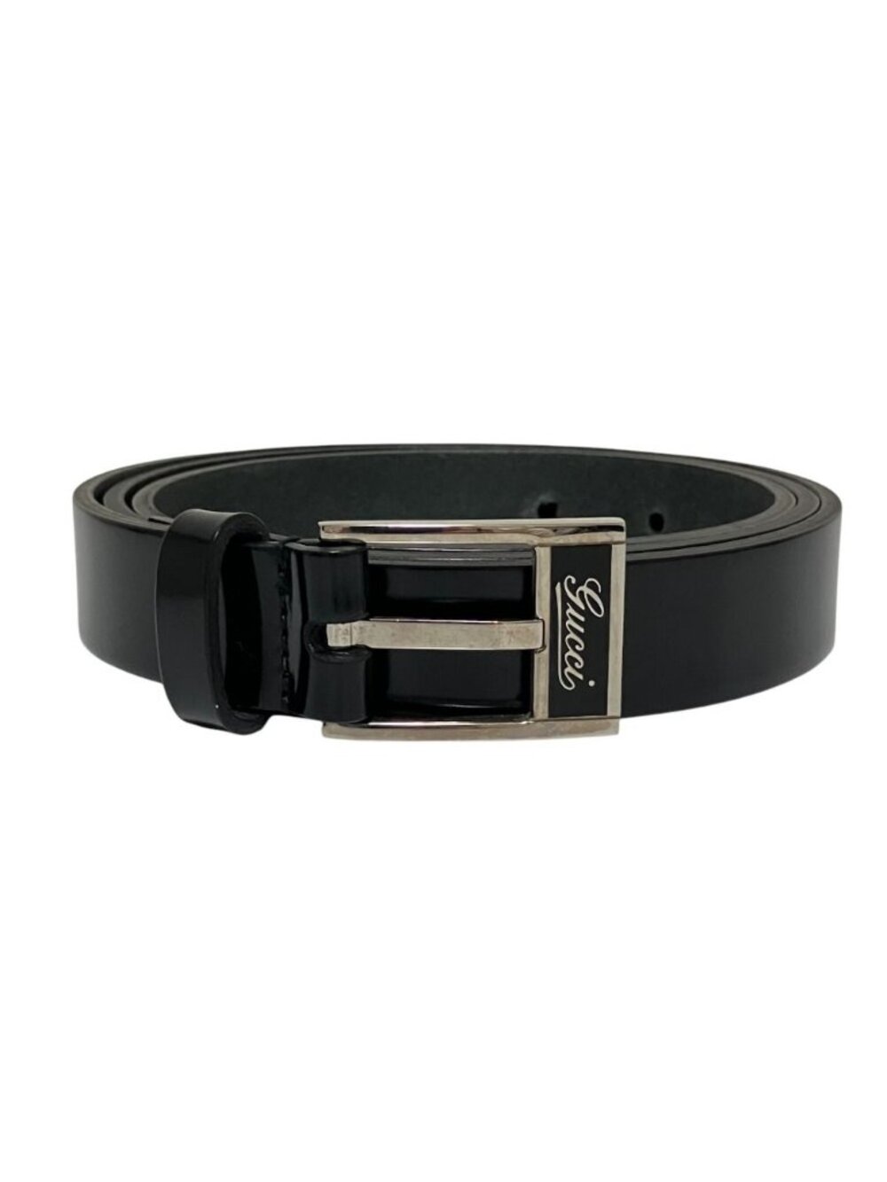Gucci Gucc Square Logo Buckle Leather Belt 100 Black